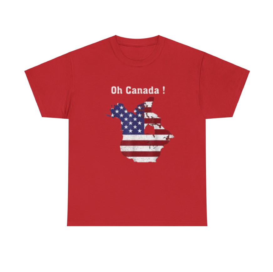 President Trump Saying Oh Canada Map American Flag T-Shirt