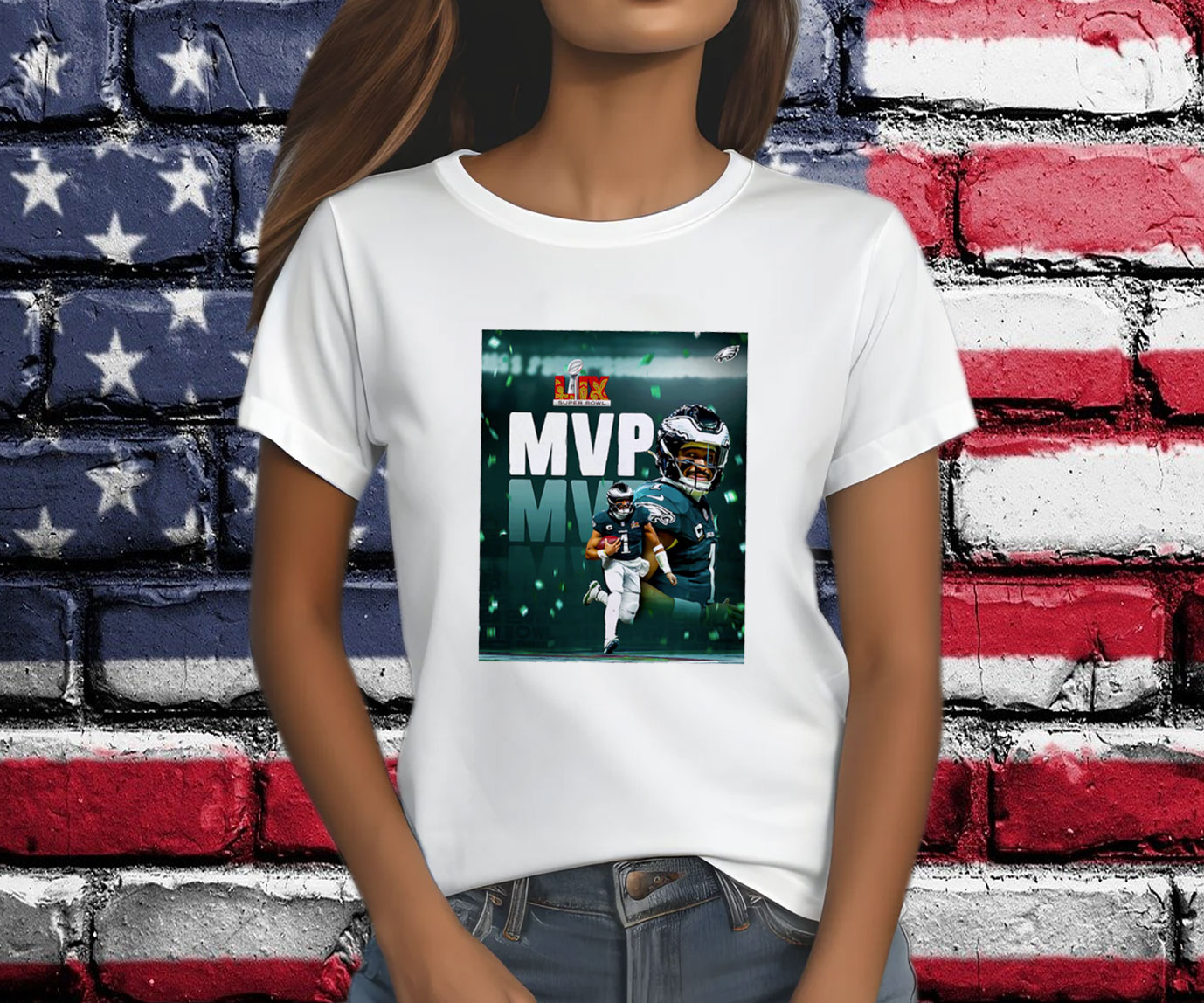 Super Bowl LIX 2025 Philadelphia Eagles Jalen Hurts MVP graphic shirt