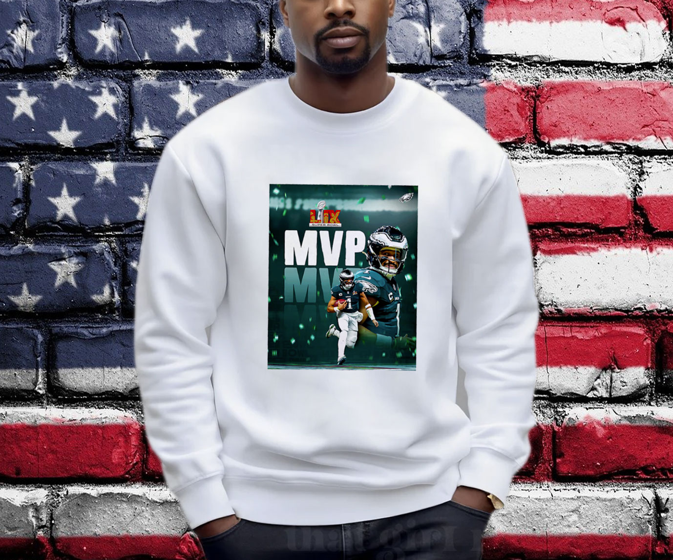 Super Bowl LIX 2025 Philadelphia Eagles Jalen Hurts MVP graphic shirt